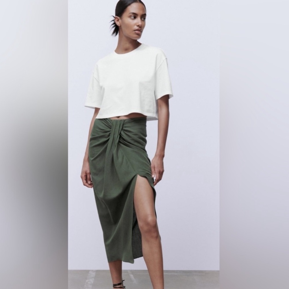 NWT Zara boxy crop top in Tan - Picture 5 of 7